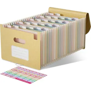 Accordion File Organizer, 26 Pockets Wheat Straw Expanding File Folder, Monthly Bill Receipt Organizer, A-Z Tabs,  , Return to Nature,  Living, Letter/A4 Size-Wheat Yellow
