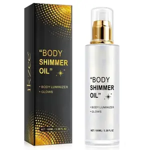 ikzee Shimmer Body Oil, Face and Body Liquid Luminizer, Waterproof &Long Lasting Smooth Body Shimmer (Silver)