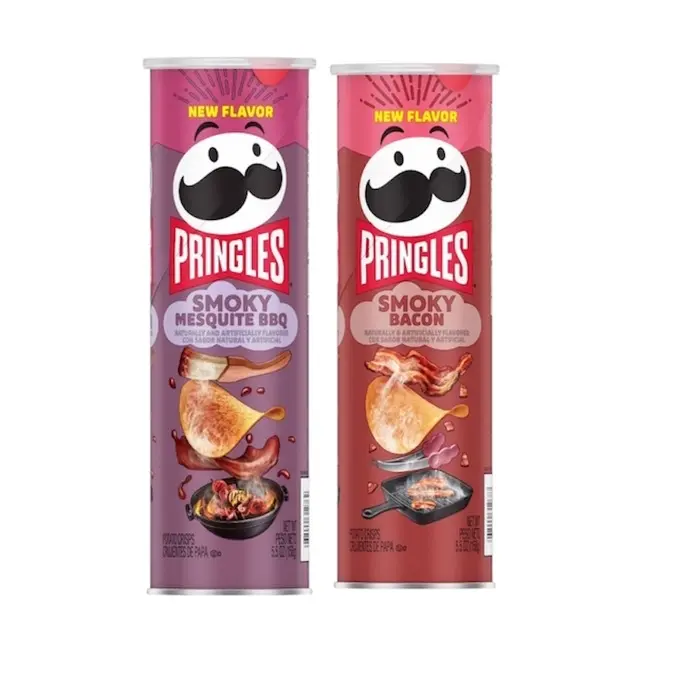 Pringles Smoky Bacon & Smoky Mesquite BBQ - Bundle of 2 - New Flavor Potato Chips - 2 Pack Pringles Smoky Bacon & Smoky Mesquite BBQ - Bundle of 2 - New Flavor Potato Chips - 2 Pack
