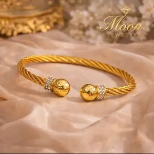 Twisted Cable Gold Bracelet – Stainless Steel 18K PVD