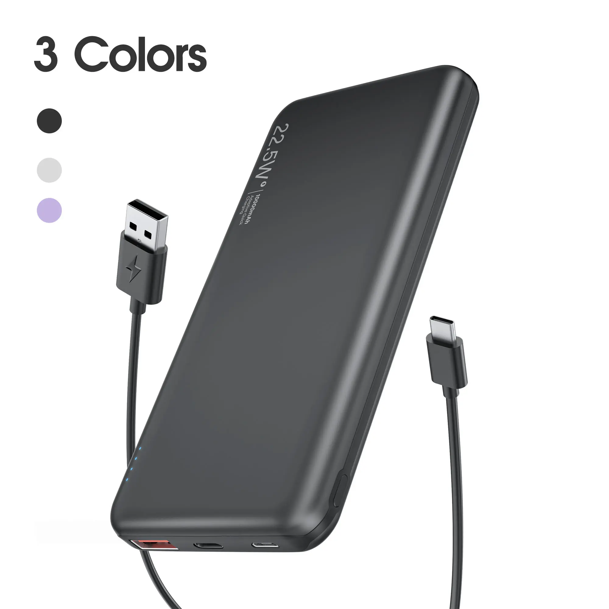 Summerwins 1-Pack 5000-10000mAh Super Slim Power Bank - USB-C PD20W Fast Charging I/O, Chargeable Portable Charger for Smartphone, iPhone, iPad, Android & More, Compact Charging Solution for Phones & Electronics