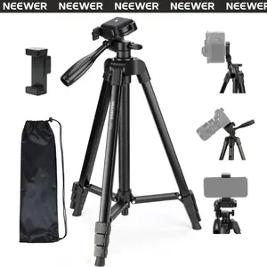 NEEWER TP53 57.5" Entry Level Travel Tripod – Durable Aluminum Camera Stand with 360° Ball Head, Adjustable Height,  Stable for Photography, Vlogging & Phone