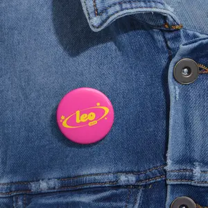 leo big deal (gold) button (hot pink)
