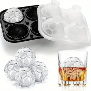 New Fun Football Shape Ice Cube Mold, Summer Ice Tray, Cocktail Ice Cubes, Whiskey Party Drink Large Ball Ice Mold, Perfect Gift for Soccer Fans