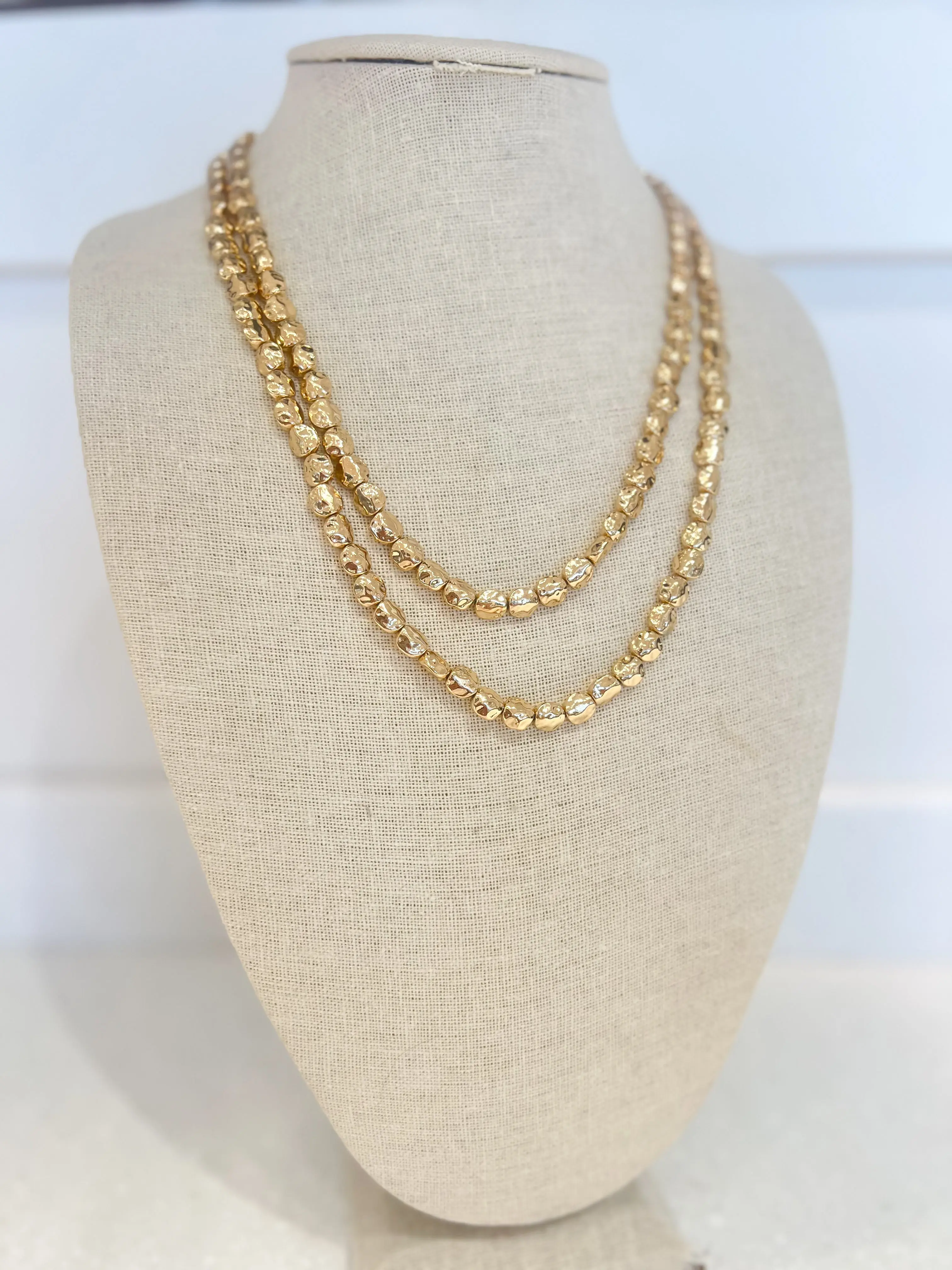 Layered Hammered Gold Necklace