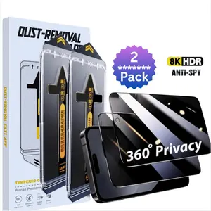 Privacy Screen Protector for iPhone Anti-spy Tempered Glass HD 360° Privacy Compatible with iPhone 17 15 14 13 promax