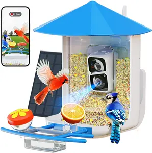 Smart Bird Feeder with Camera,Wireless Wild Bird Feeders, 160° Wide View Auto Capture Bird Videos & Motion Detection,AI Identify, DIY Add-ons & Hummingbird Feeder,Gift for Bird Lover