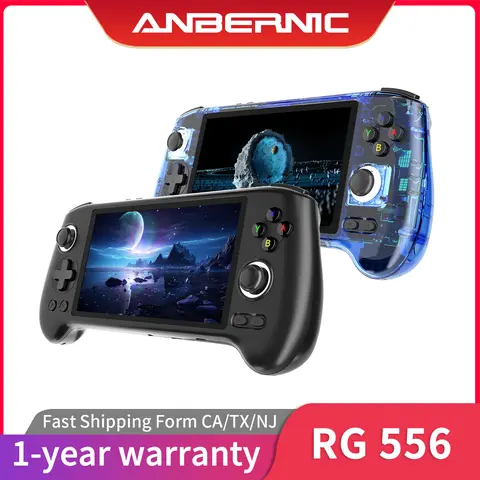 ANBERNIC RG556 Wireless Chargeable Handheld Gaming Console, Unisoc T820 Chip, Android 13, 5.48 In AMOLED Screen, 1080p Display Port Output, 5500mAh, Joystick, Bluetooth, WiFi, Game Card Support, Tempered Glass Screen Protector, Protection Case Compatible