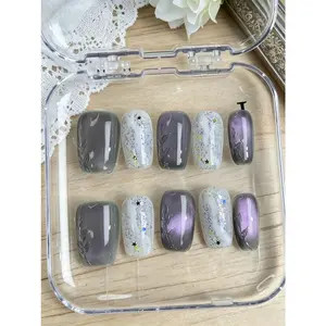 F004 Smoky Purple & Grey Cat Eye Nail