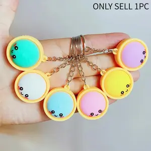 Cute Dumpling Pressable Fidget Keychain, PVC Food-Shaped Charm, Wear-Resistant Stress Relief Toy, Ideal for Daily Use, Party & Gifting