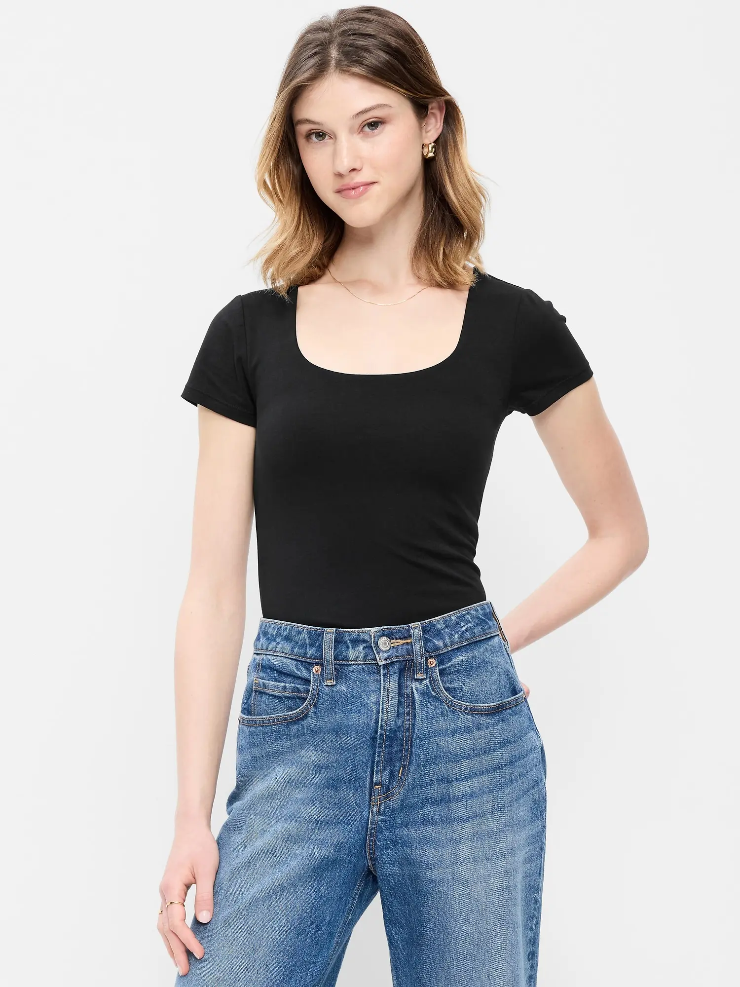 Old Navy Women's Hug Double-Layer Scoop-Neck Top