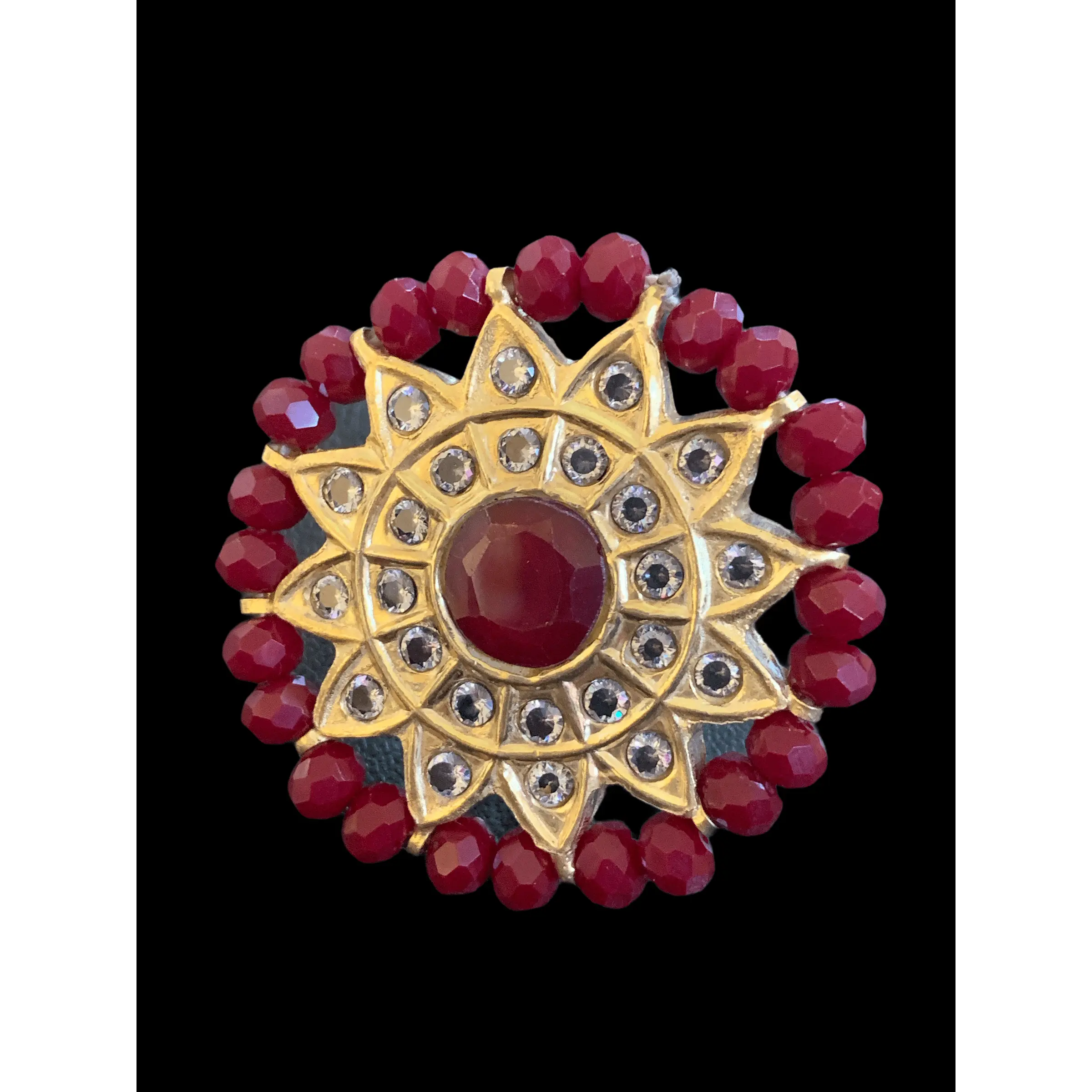DJR34 Kundan ring  red ( READY TO SHIP)