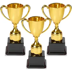 Fun Gold Plastic Trophies - 3 Pack - 7 Inch - Award Trophy Cup Set for Superstar Kids - Champion Celebrations, Sports Galore, and Victory Vibes - Desktop Toy