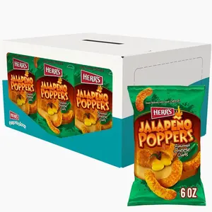 Herr's Jalapeño Poppers Flavored Cheese Curls - Made with Cheddar Cheese - 1.23 Ounce (Pack of 24) Great for Bold Flavor Fans