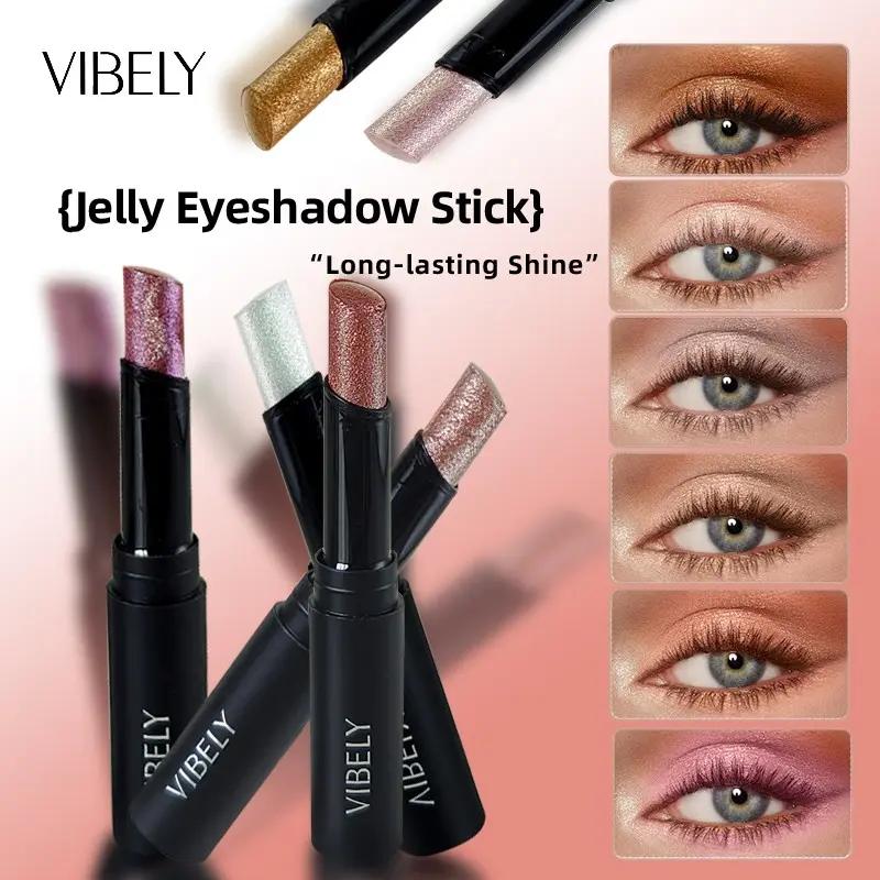 Water-Feel Jelly Eye Shadow Stick, Easy Application, Fine Glitter, Natural Highlighter, Waterproof Long-Lasting, Daily Makeup Essential