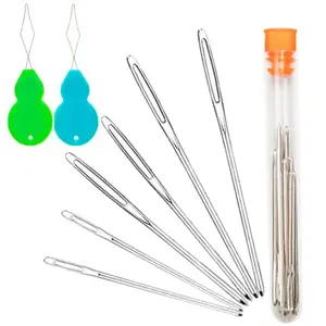 Large-Eye Blunt Needles, 6 Piece Pro Quality Stainless Steel Yarn Knitting Needles, Sewing Needles, Crafting Knitting Weaving Stringing Needles (6 Pieces)