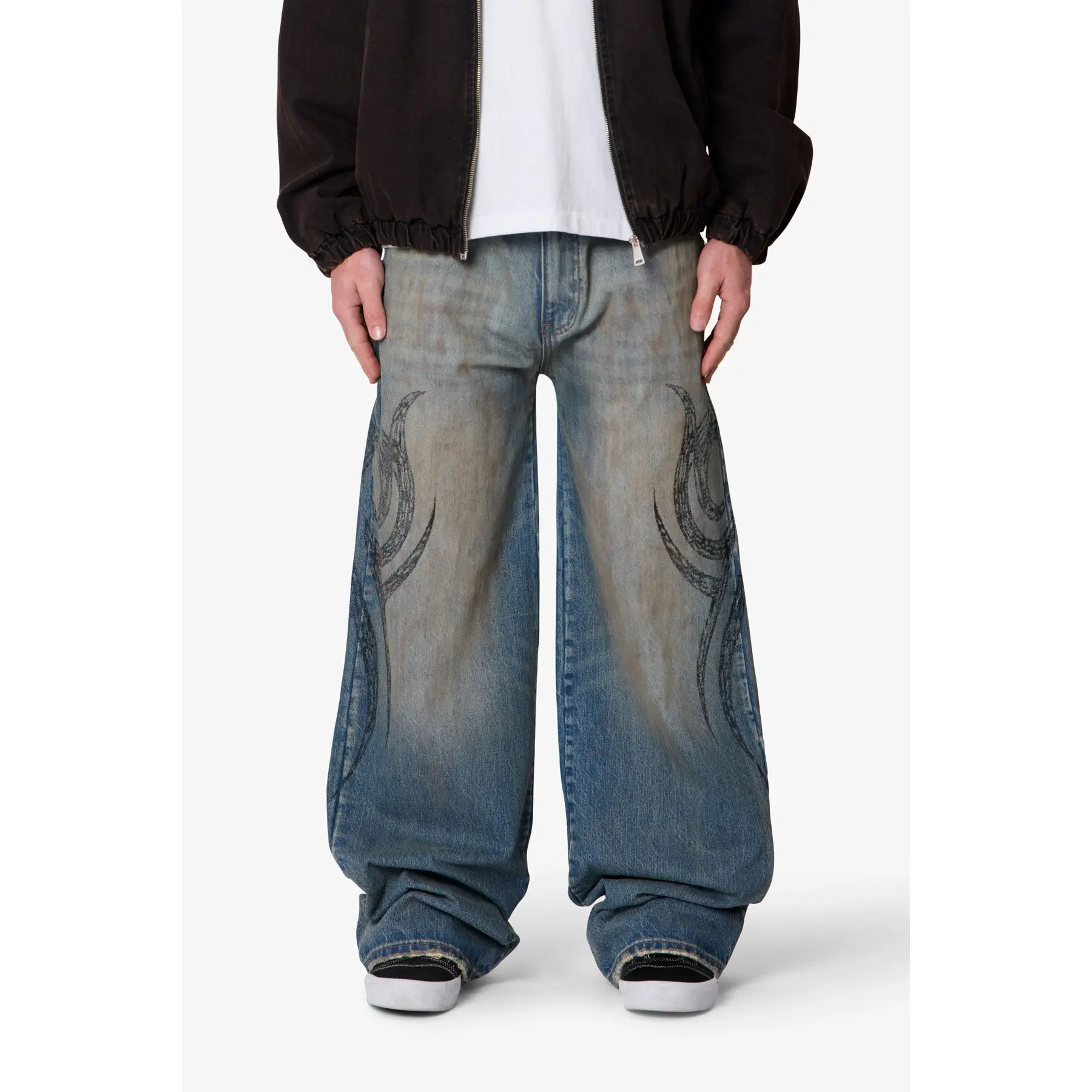 mnml Ultra Wide Tribal Denim - Medium Blue - TikTok Shop