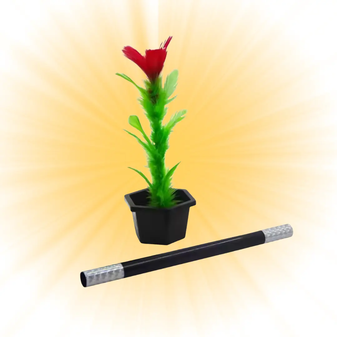 Evan Era Magic Appearing Flower Wand Illusion Kit with Special Feather Flower, Wand & Plastic Base for Easy Beginners to Professionals