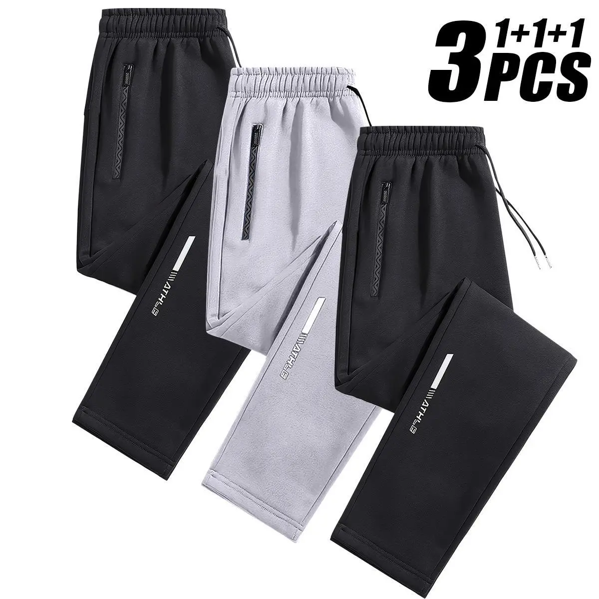 3-Pack Men's Sport Pants, Ice Silk & Breathable, Regular Fit, Fashionable for Sports, Outdoor Activities, Gym & Running 3-Pack Men's Sport Pants, Ice Silk & Breathable, Regular Fit, Fashionable for Sports, Outdoor Activities, Gym & Running