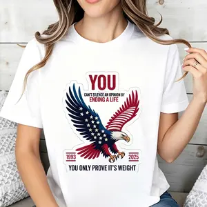 Casual American Eagle Design Women's T-Shirt Patriotic Quote And Dates 1993 2025 Graphic Tee For Everyday Wear And Special Occasions Perfect Gift For Friends Family And Patriotism Lovers