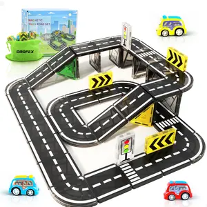 42pcs Magnetic Tiles Road, Magnetic Building Blocks City Construction Toys for 3+Year Old Boys & Girls, Montessori Toys for Toddler, STEM Learning Gifts