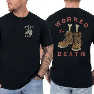 Worked To Death T-Shirt, Work Boots Skeleton Graphic, Workman Trading Co Graphic Shirt for Construction Workers & Laborers, Funny Gift for Blue Collar Men