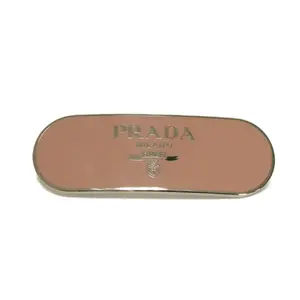 Pre-owned PRADA Stainless Small Leather Goods Logo Metal Barrette