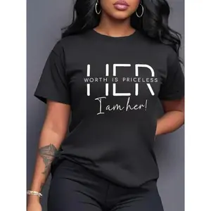 HER WORTH IS PRICELESS I Am her T-shirt Empowered Woman Gift Self Love Tee Feminist Apparel Strong Confident Lady Shirt Motivational Positive Vibes Top Birthday Gift For Her