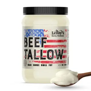 LeRoy's Rocky Mountain Beef Tallow - 30 oz Jar | Pure American Tradition | High-Quality Beef Tallow for Sear Smoke Grill Fry | 100% Natural No Additives - Cook with unmatched Flavor - Season Cast Iron - Beef Tallow for cooking
