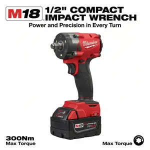 Milwaukee M18 FIW212 Impact Wrench Kit With Battery Charger for Automotive Electric Wrench 300Nm Compact Power