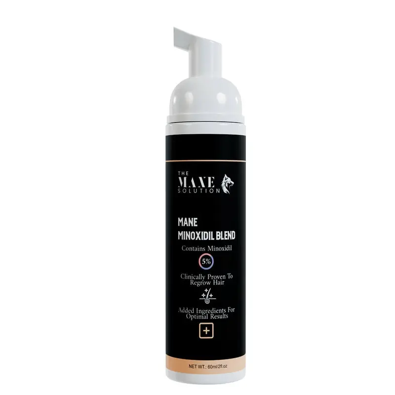 The Mane Minoxidil Blend 5%: Hair Growth Serum For Thinning , Hair Loss & Haircare - With Collagen, Caffeine, Ginseng and Niacinamide- 60ml - Foam