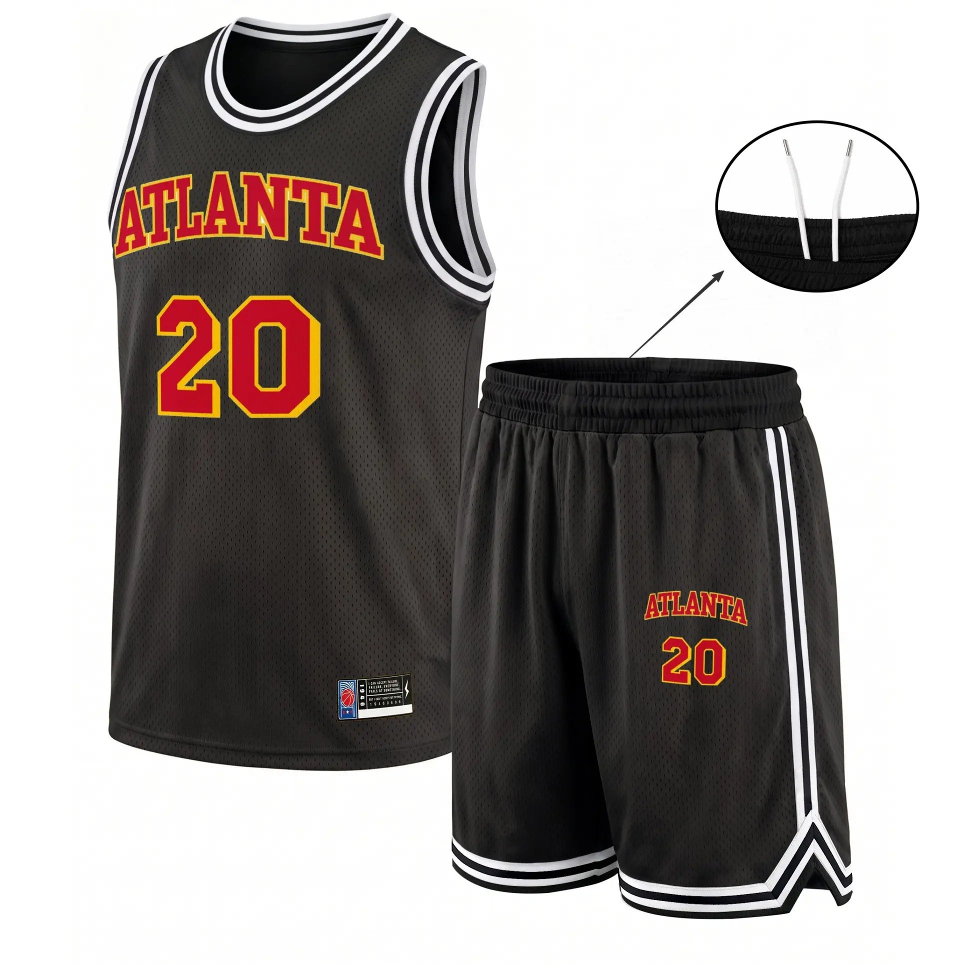 Men's Basketball Jersey Set, Breathable Round Neck Sportswear, Sleeveless Training Uniform with 'ATLANTA' & '20' Graphic, Stylish Team Outfit, Athletic Apparel for Basketball, Gym, Running, Outdoor Training, Comfortable & Versatile for All Seasons