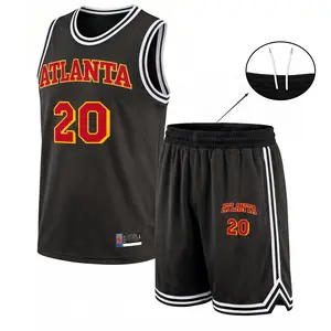 Men's Basketball Jersey Set, Breathable Round Neck Sportswear, Sleeveless Training Uniform with 'ATLANTA' & '20' Graphic, Stylish Team Outfit, Athletic Apparel for Basketball, Gym, Running, Outdoor Training, Comfortable & Versatile for All Seasons