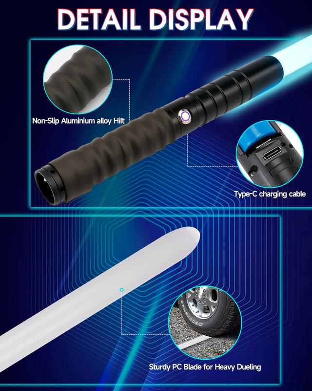 2-in-1 Dual RGB Lightsabers Set (2-Pack), 41.54" Realistic Combat Sabers with 12Colors Change & 4 Sound Modes, Electronic Glow Swords for Adults/Kids Cosplay, Birthday, Halloween & Xmas Gift