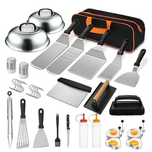 35PCS Griddle Accessories Kit for Flat Top Grill, Heavy Duty Grill Spatula Set with Basting Cover, Scraper & BBQ Cooking Tools for Outdoor Cooking