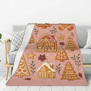 Sofa and bed blanket, gingerbread house pink fairyland super soft plush blanket
