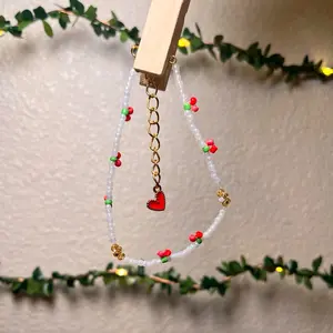 Cherry and Flowers seed bead Bracelet