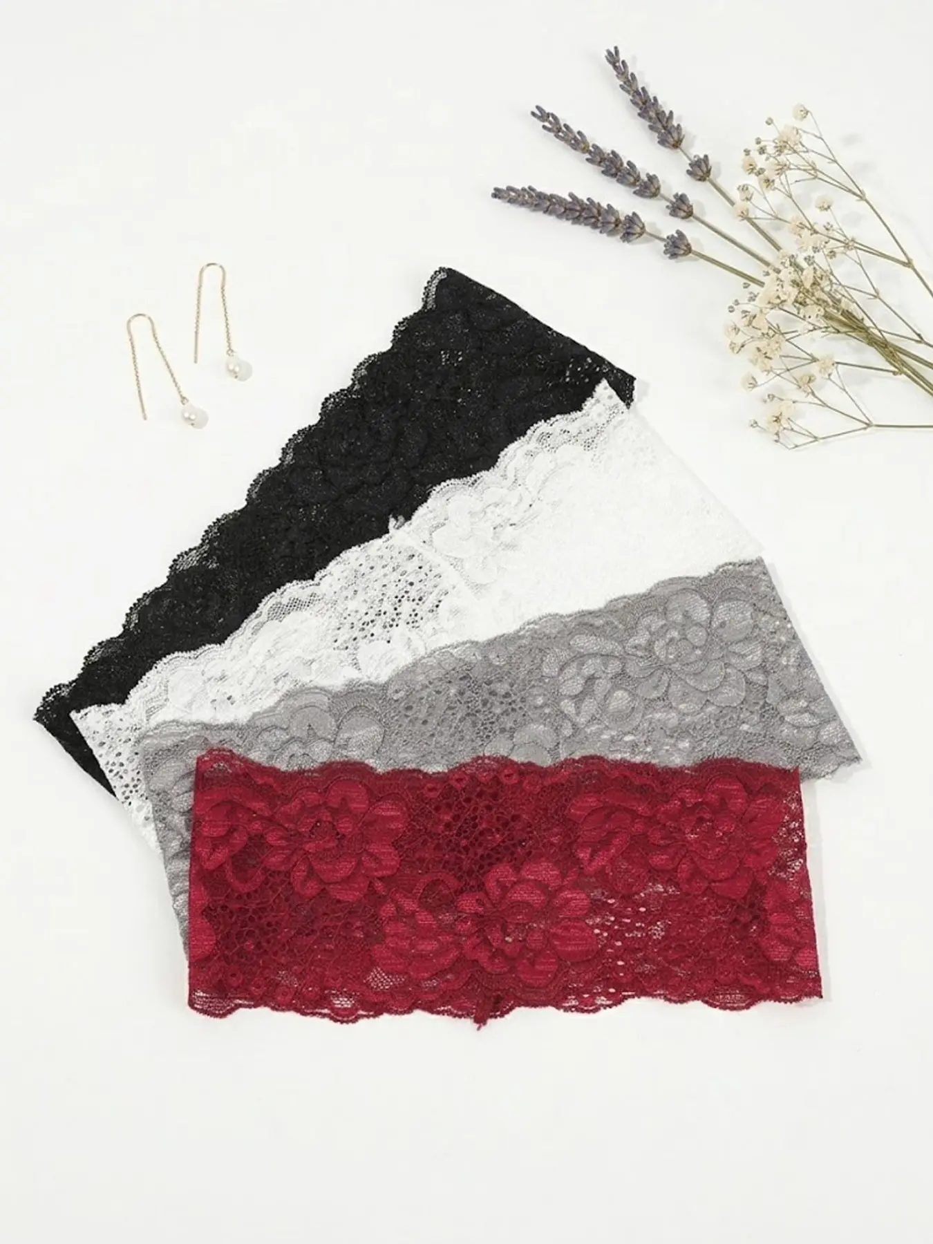4 Pcs Lace Flower Braided Headbands for Women, Vintage Elegant Elastic Fashion Hair Bands, Wide-Edge Design, Suitable for Daily Use, Sports and Travel, Cute Floral Hair Accessories Headbands
