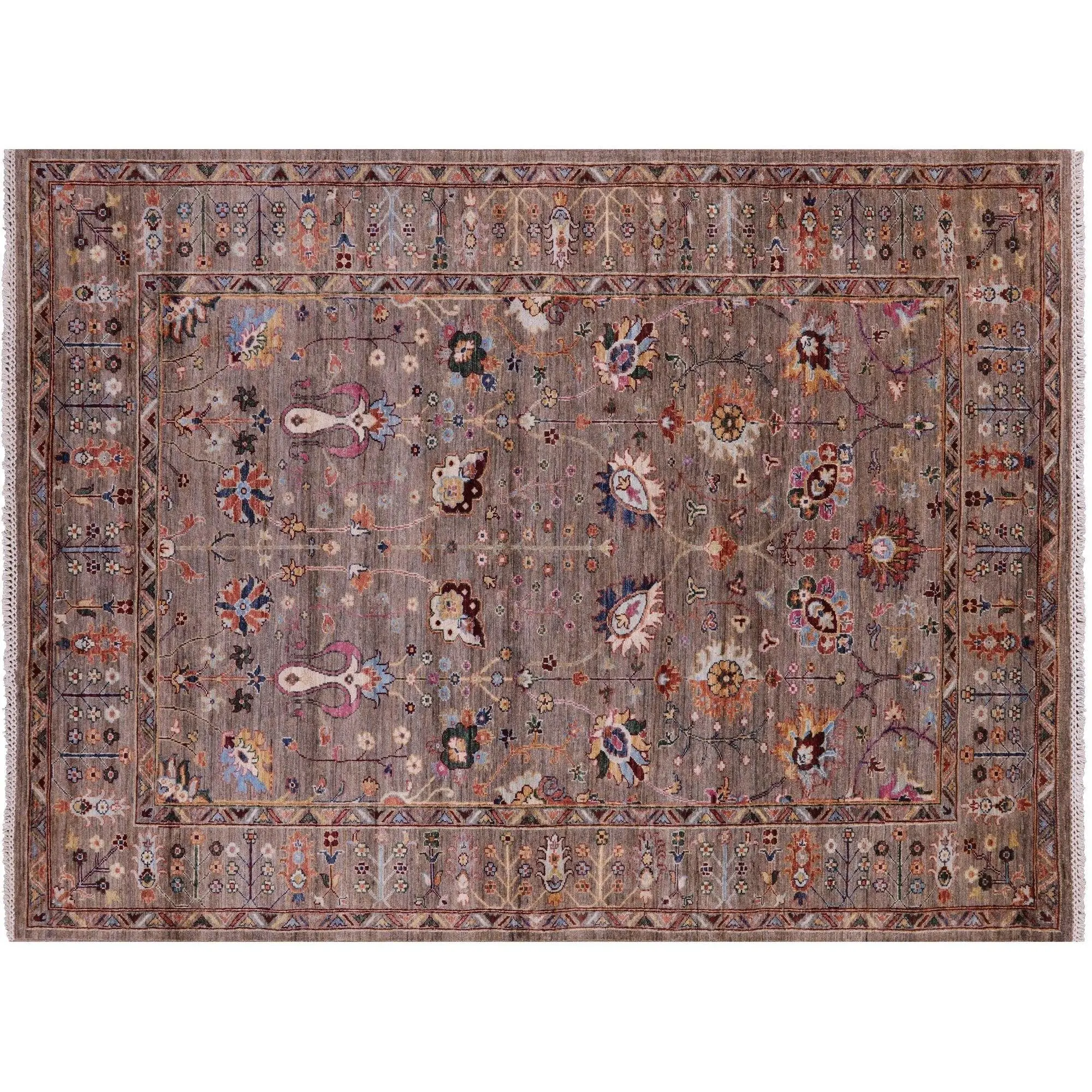 5' 10" X 7' 9" Persian Tabriz Hand-Knotted Wool Rug - Q10011