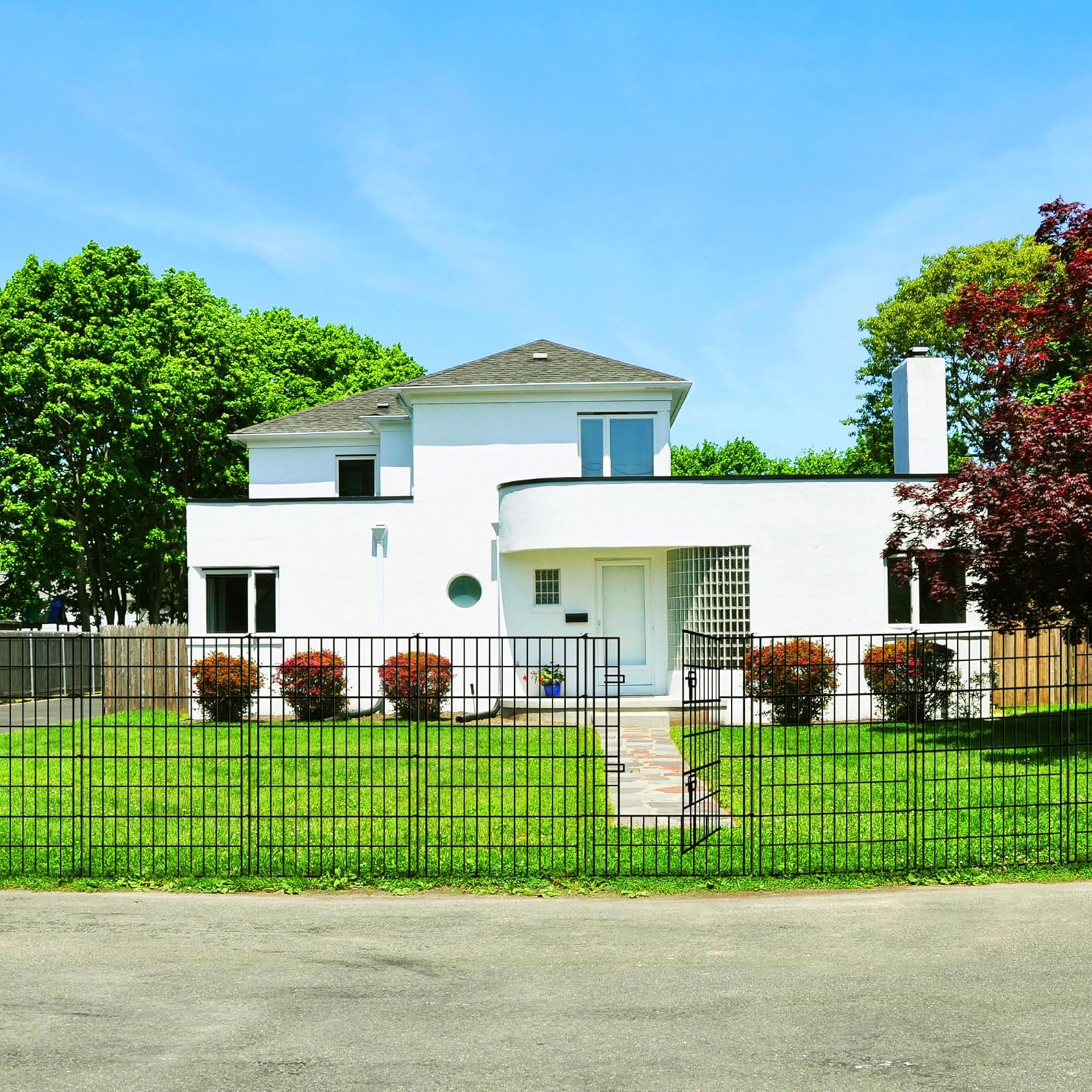 Metal Garden Fence 40 inch H x 28 inch W, 5 Panels (4 Panels + 1Gate), Total 11.6 ft, No Dig Fence Rustproof Animal Barrier Fencing for Dog, Rabbits, and Patio,Yard