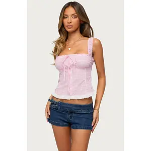 Edikted Women's Zeffie Gingham Tie Top