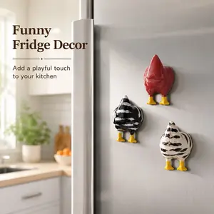 3pcs Chicken Butt Magnet Refrigerator Stickers, Fun Animal Resin Sculptures, Kitchen Decor, Home Gift, Funny Fridge Magnets