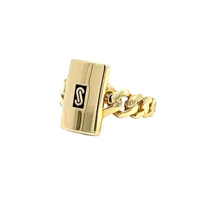 Cuban Ring with Gold Finish and Chain Design for Men and Women
