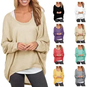 Women's Off-Shoulder Batwing Sleeve Sweater Oversized Baggy T-Shirt Sweater Pullover Top Casual Loose Blouses