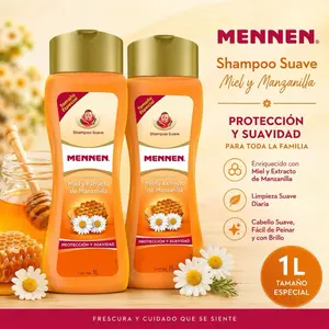 2 Bottles - Mennen Honey & Chamomile Shampoo 33.9 fl oz each  | Shampoo de Miel y Manzanilla 1L | Soft, Clean & Fresh Hair / Cabello Suave y Fresco