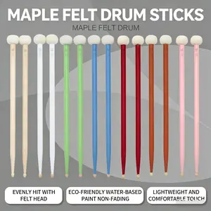 Irin Sm-08 Dual-Sided Drumsticks, Real Maple Wood Percussion Sticks, Felt Tip & Wooden Design, Suitable for Snare Drums, Drum Kits, Cymbals