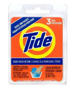 Tide Liquid Travel Sink Packets, 3-Count Detergent Household Multicolor
