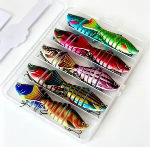 FishingLures 5/10 Pieces Set Multi Jointed Swim Crank Lures 3.9in Bionic Hard Bait for Fresh& Saltwater Slow Sinking Lifelike Swimbait Outdoor Equipment for Beginners Rotary Tool Fishing Lure Set fhis ing Multi Segment Hard Body Swimbait hard metal