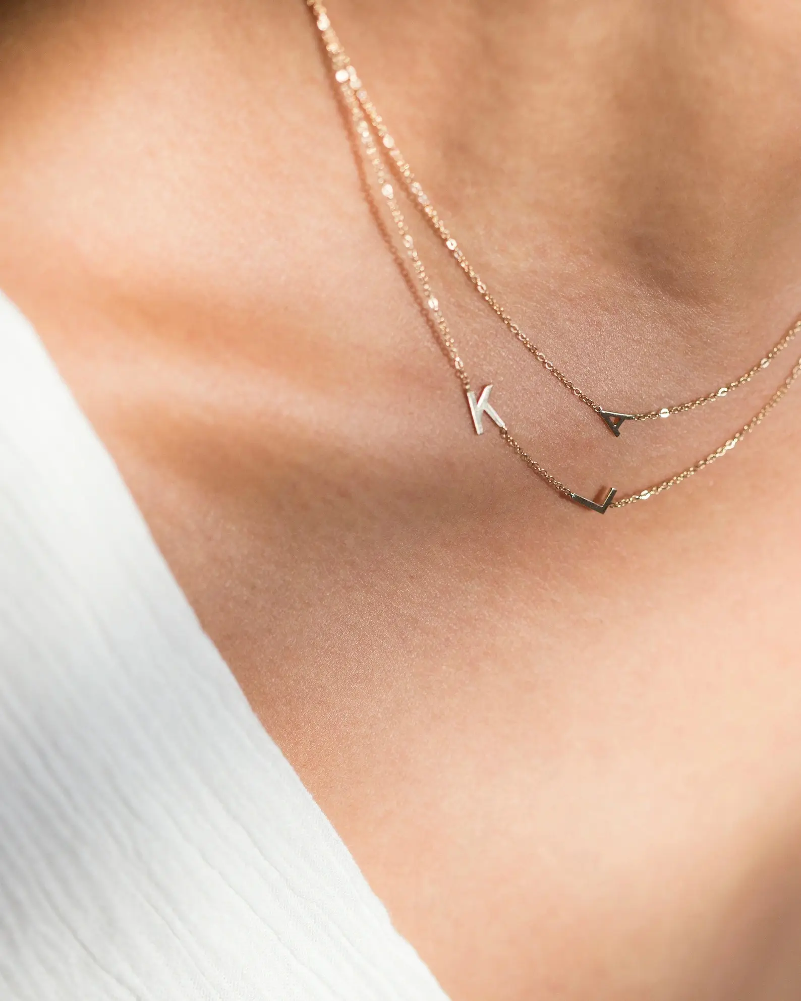 14K Gold Sideways Initial necklace