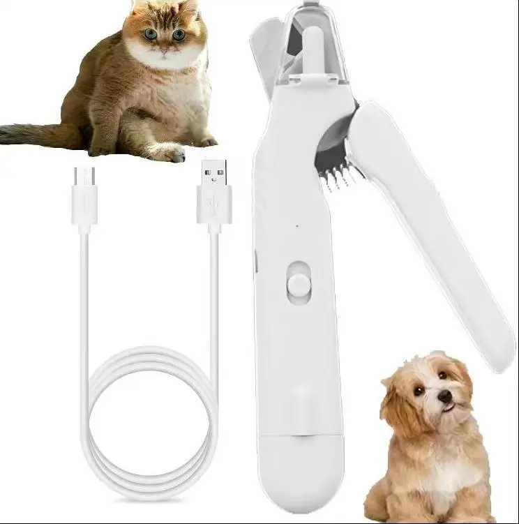 2 IN 1 Pet Clipper - Nail Trimming Tool with File, LED Light for White-Nailed Pets, Ergonomic Non-Slip Grip, Durable Clip & Grind, Quiet Safe, Universal Fit for Dog & Cat Claw Care